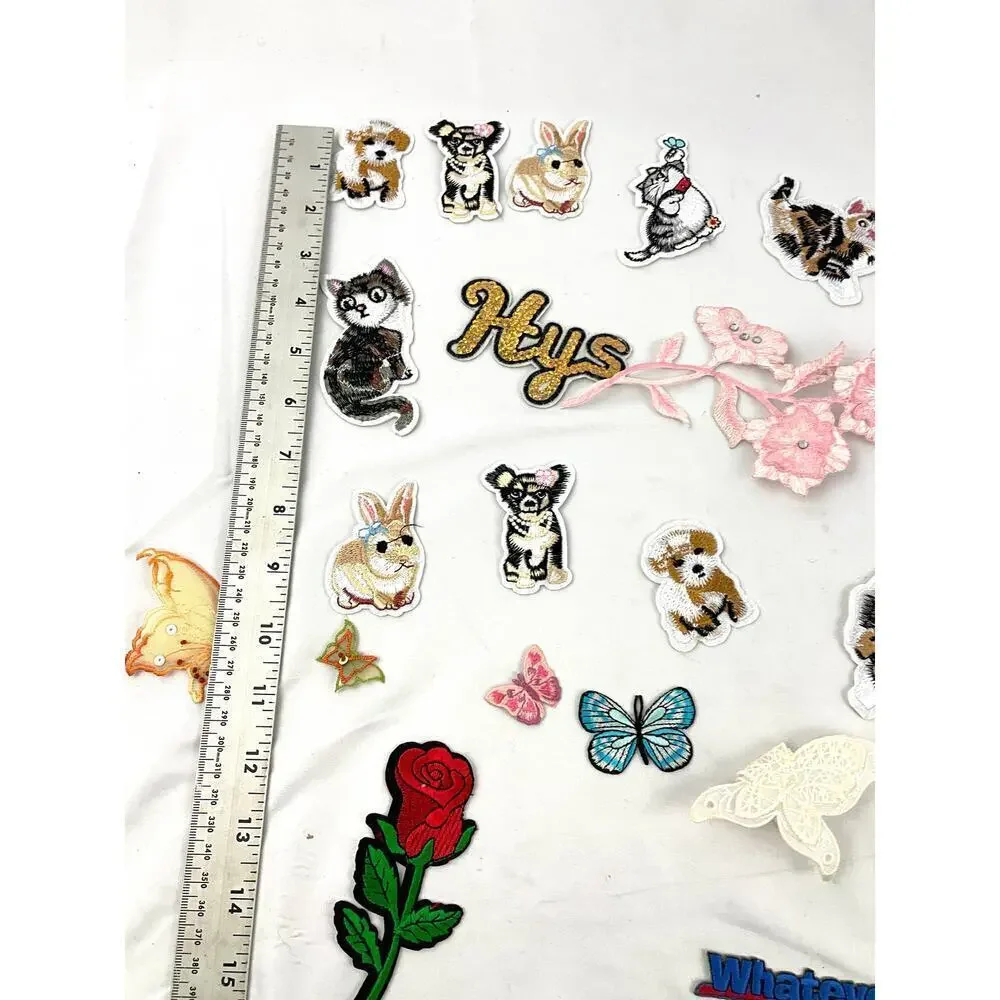 40 PC Assorted Sewing Applique Patches Iron on Sew On‎ NEW Mixed Sequin Crafting